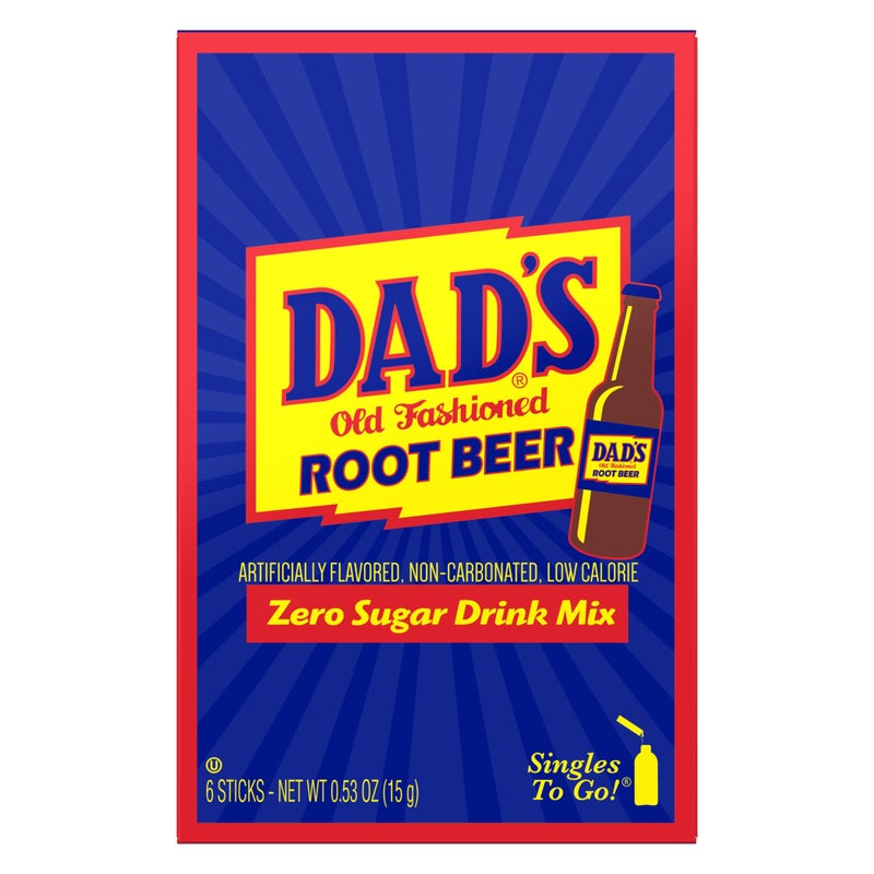 SINGLES TO GO! Dad's Old Fashioned Root Beer - Sugar Free Powdered Drink Mix - 3 Boxes with 6 Sticks Per Box - 18 Total Packets - Low Calorie - 0.53 Ounce (Pack of 3) - Image 2